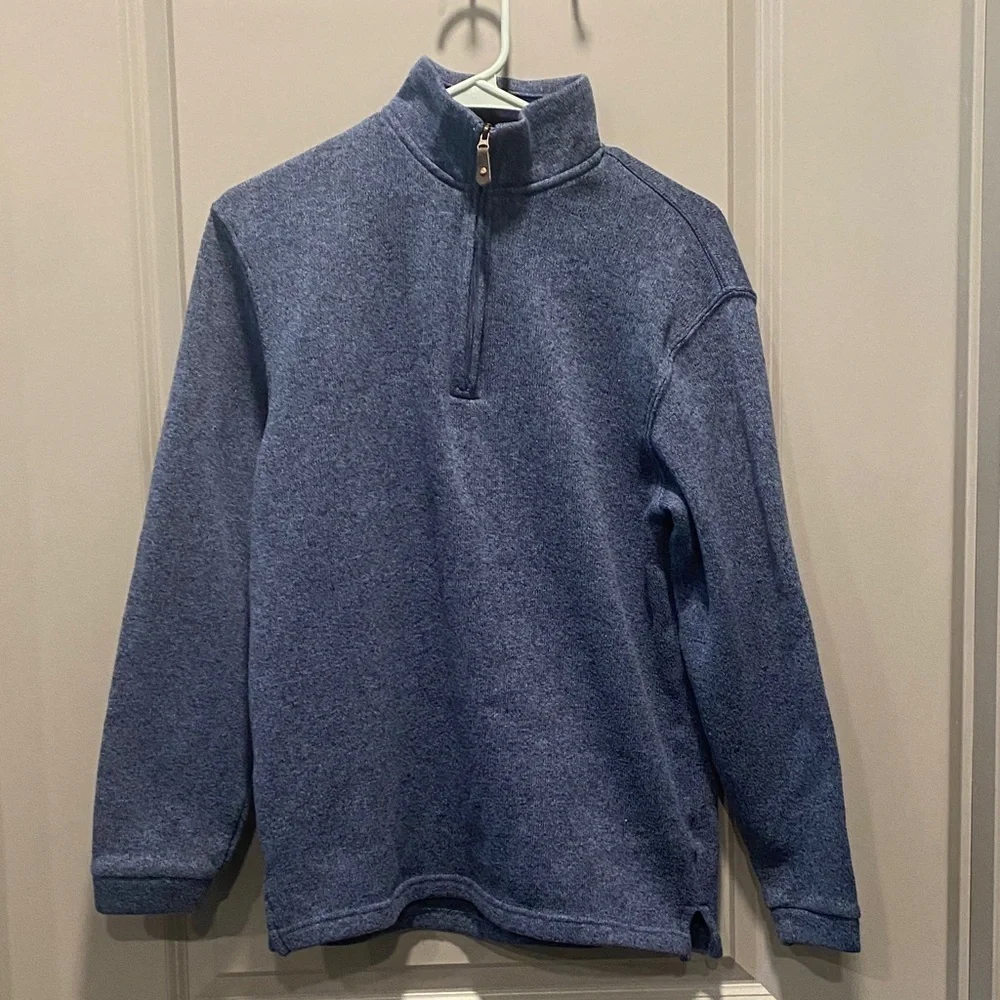 Haggar In Motion 1/4 Zip Pullover Men M Blue Lightweight Sweater